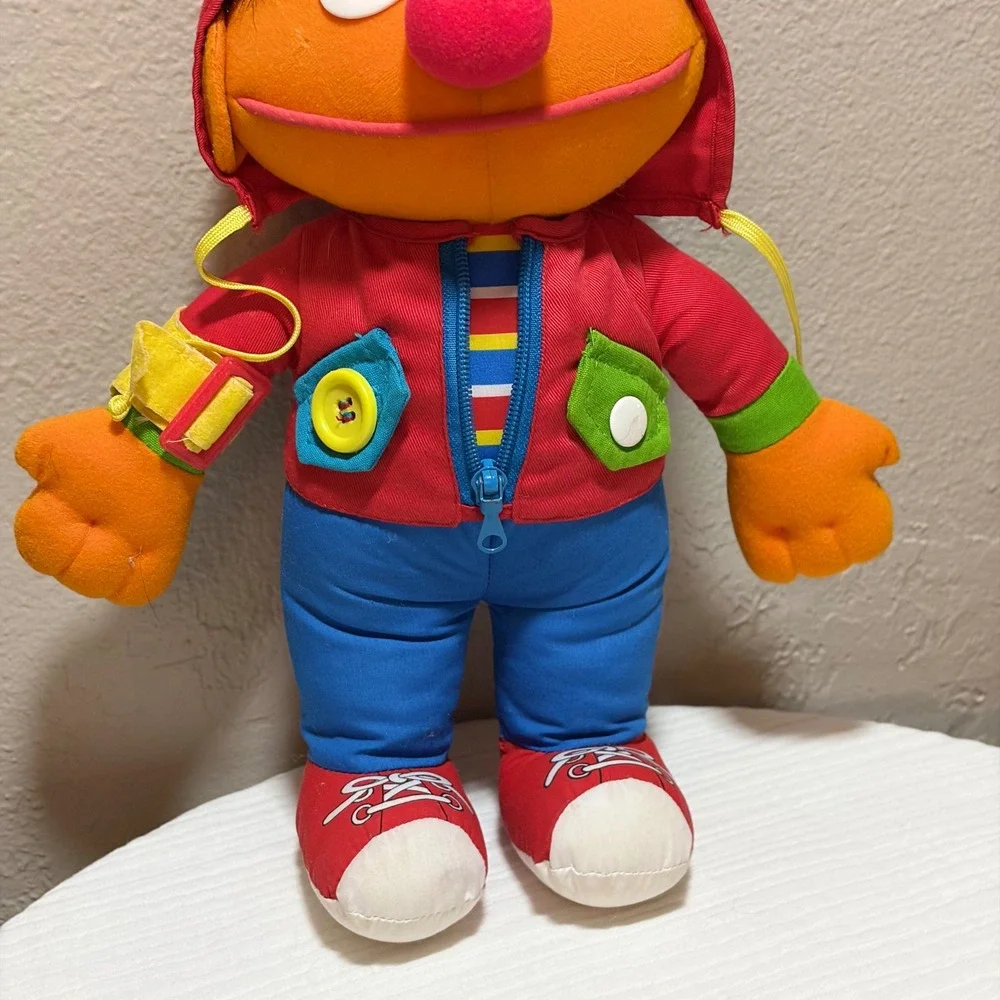 Vintage 1989 Sesame Street Dress Me Up Ernie Plush Playskool Learn To Dress Doll